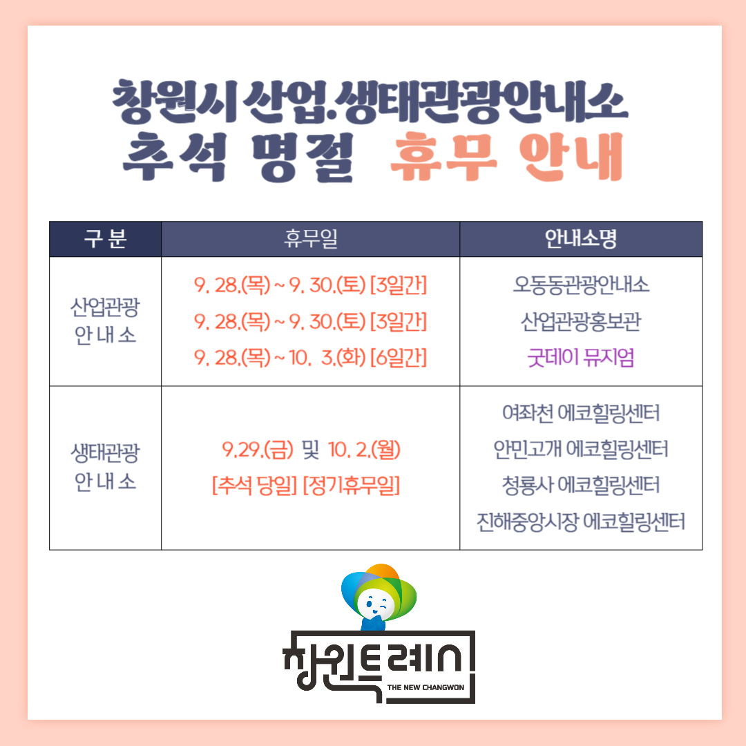 추석 명절 임시휴무 일정