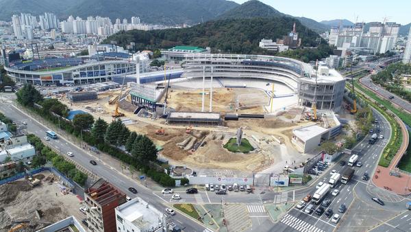 창원마산야구장 건립공사 현장 전경사진입니다