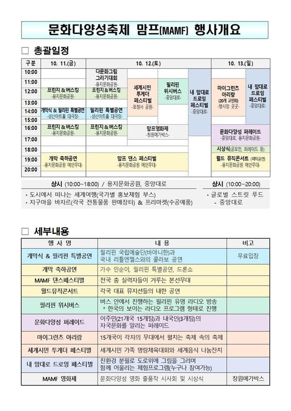 공존과 포용의 가치 담은 MAMF(맘프), 11일 창원에서