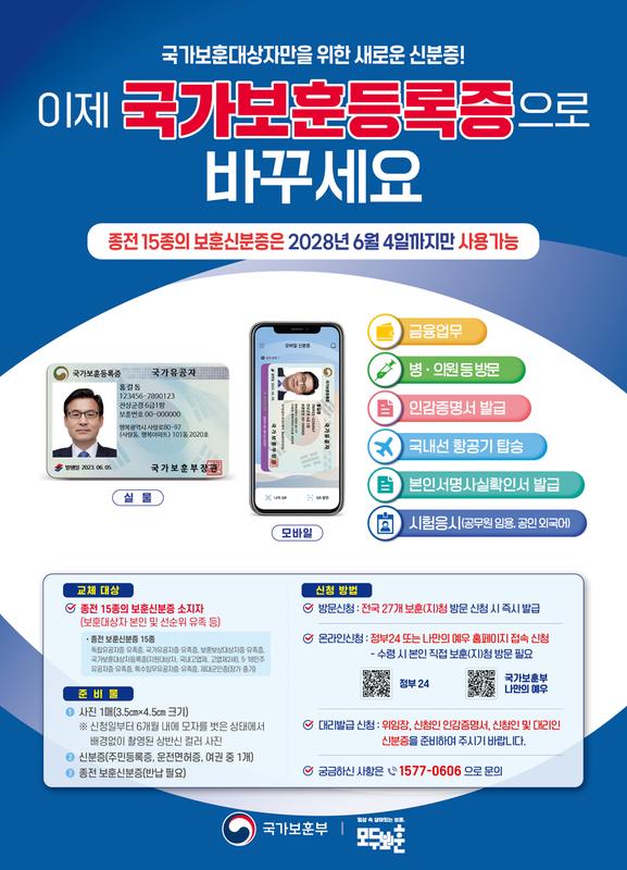 국가보훈등록증 교체 발급 안내