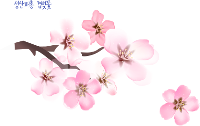 성산패총 겹벚꽃 일러스트